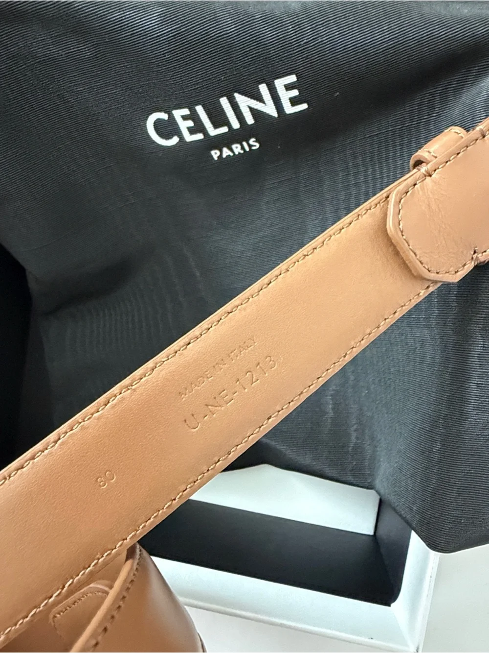 Celine Brown Leather Belt with Gold Triomphe Buckle